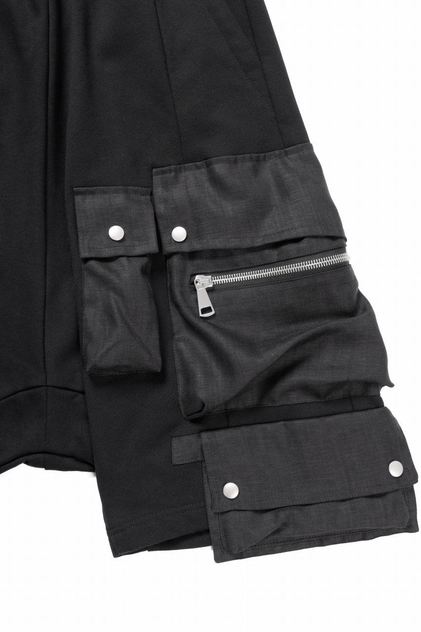A.F ARTEFACT LINEN COMBINATION SWEAT CARGO-SHORTS (BLACK) - Image 5