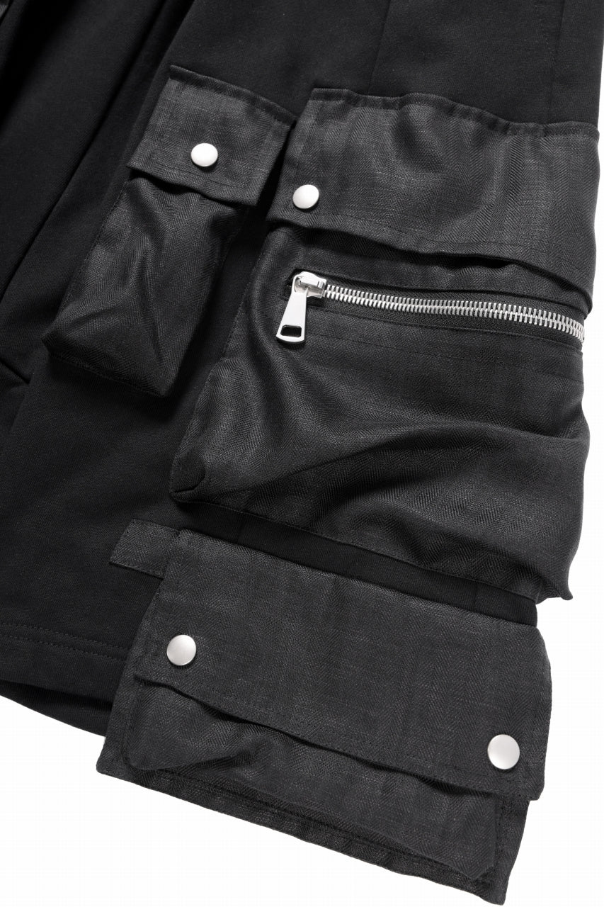 A.F ARTEFACT LINEN COMBINATION SWEAT CARGO-SHORTS (BLACK) - Image 6