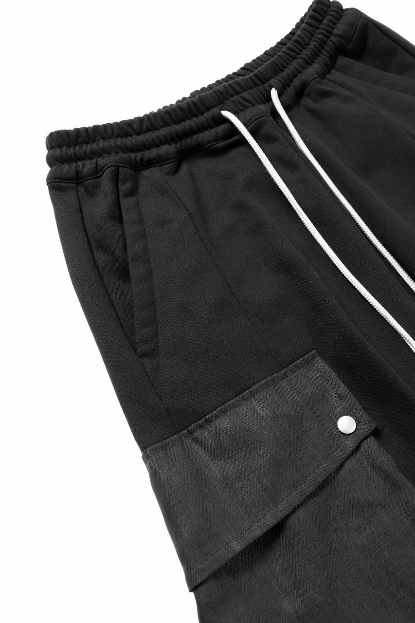 A.F ARTEFACT LINEN COMBINATION SWEAT CARGO-SHORTS (BLACK) - Image 7