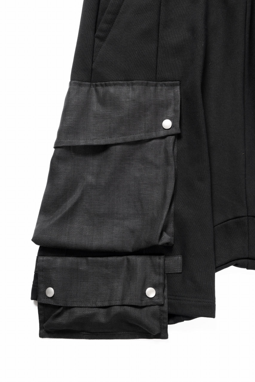 A.F ARTEFACT LINEN COMBINATION SWEAT CARGO-SHORTS (BLACK) - Image 8