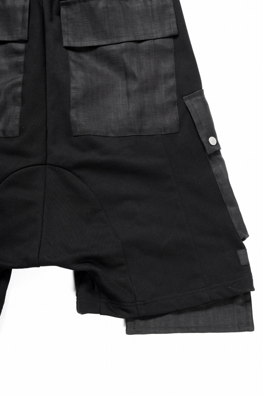 A.F ARTEFACT LINEN COMBINATION SWEAT CARGO-SHORTS (BLACK) - Image 9