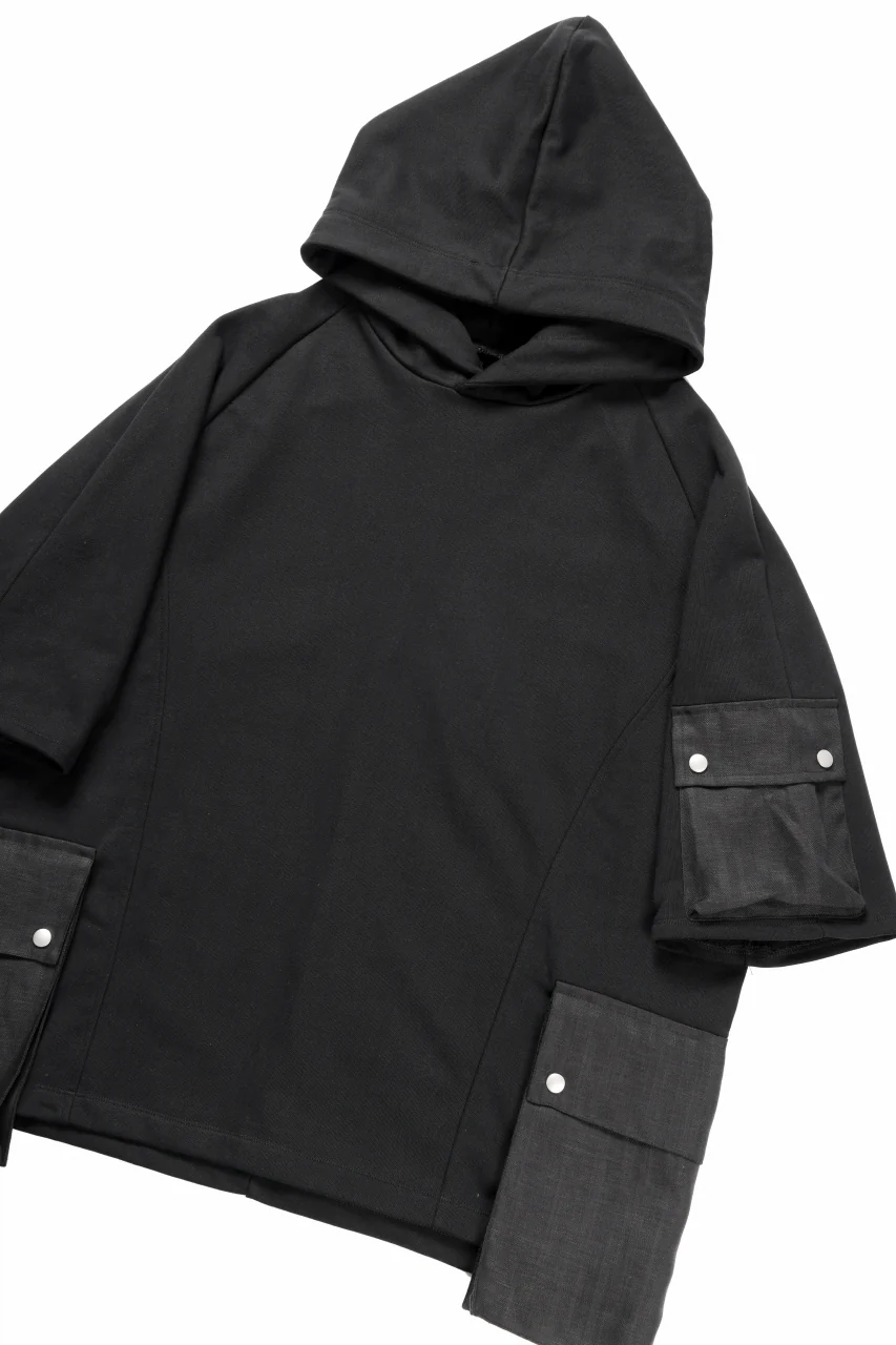 A.F ARTEFACT LINEN COMBINATION SWEAT HOODIE HS TOP (BLACK) - Image 10