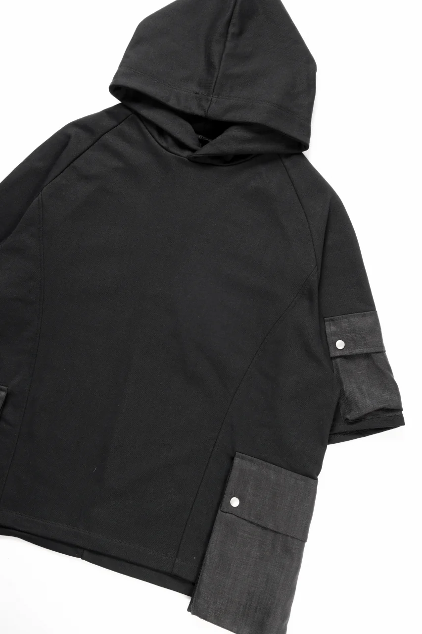 A.F ARTEFACT LINEN COMBINATION SWEAT HOODIE HS TOP (BLACK) - Image 5