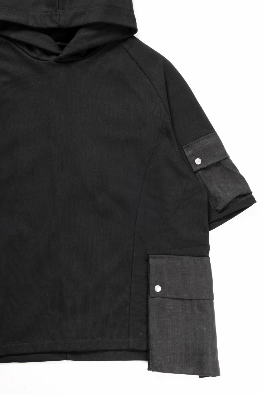 A.F ARTEFACT LINEN COMBINATION SWEAT HOODIE HS TOP (BLACK) - Image 8