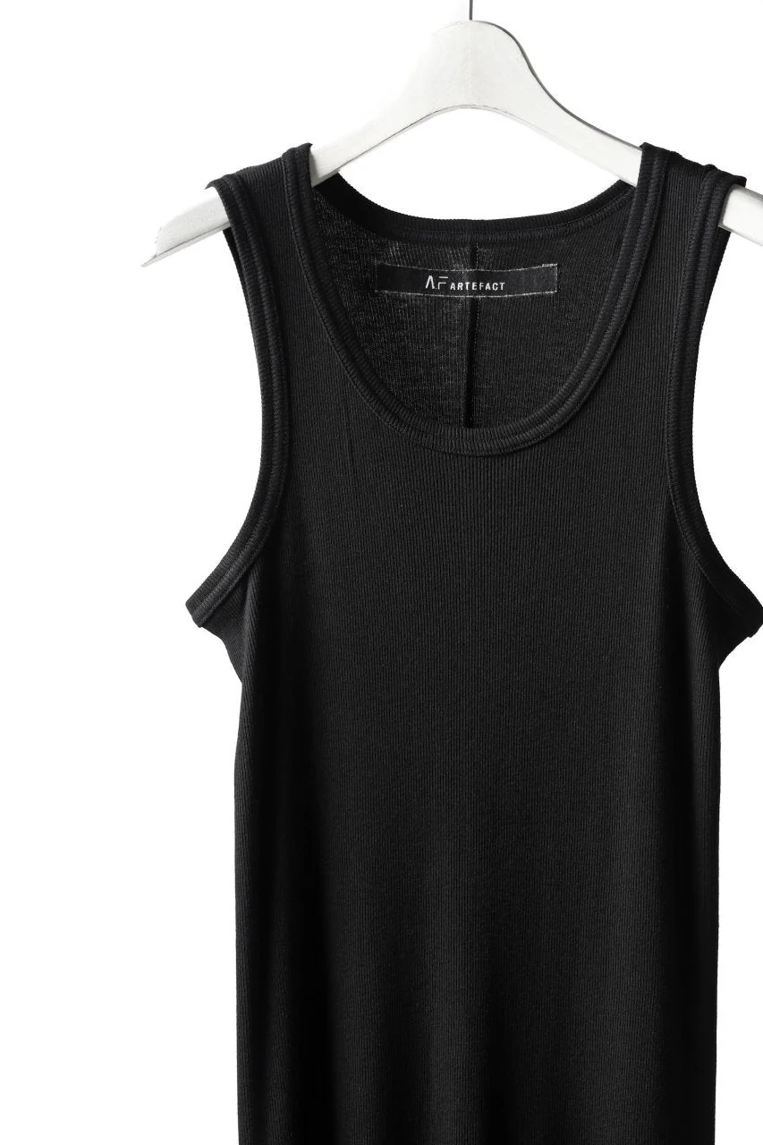 A.F ARTEFACT LONG TANK TOP / RIB COTTON (BLACK) - Image 4
