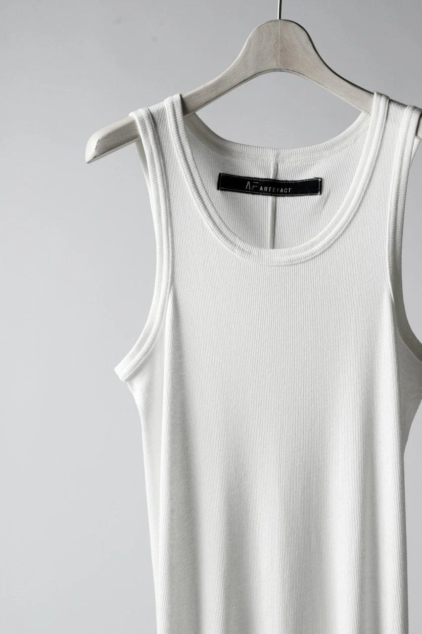 A.F ARTEFACT LONG TANK TOP / RIB COTTON  (WHITE) - Image 4
