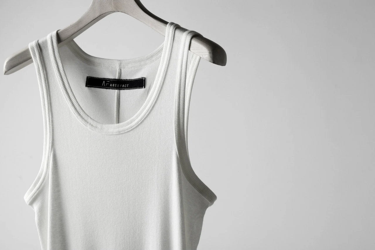 A.F ARTEFACT LONG TANK TOP / RIB COTTON  (WHITE) - Image 9