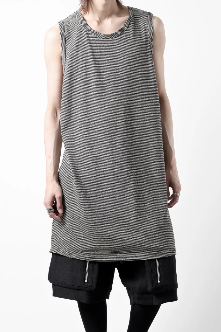 A.F ARTEFACT LOOSEY LONG TANK TOP / MICRO STRIPE JERSEY (BLACK x IVORY) - Image 10