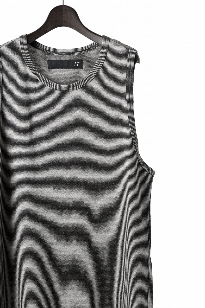 A.F ARTEFACT LOOSEY LONG TANK TOP / MICRO STRIPE JERSEY (BLACK x IVORY) - Image 14