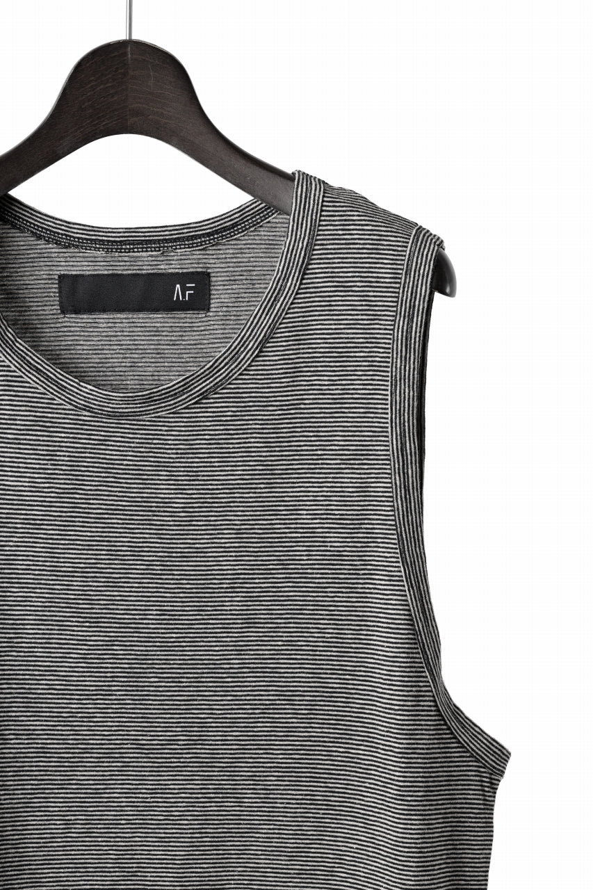 A.F ARTEFACT LOOSEY LONG TANK TOP / MICRO STRIPE JERSEY (BLACK x IVORY) - Image 15