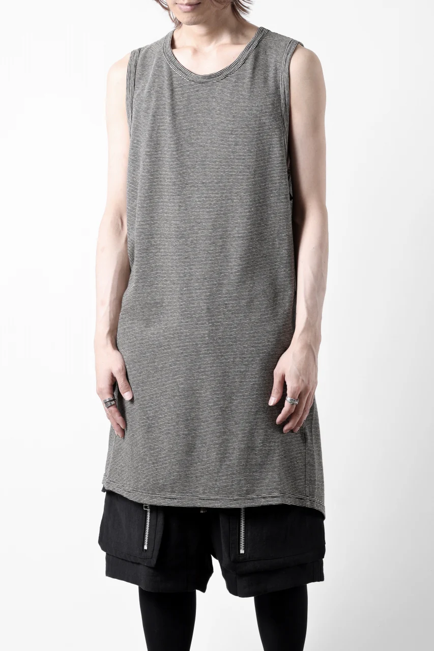 A.F ARTEFACT LOOSEY LONG TANK TOP / MICRO STRIPE JERSEY (BLACK x IVORY) - Image 4