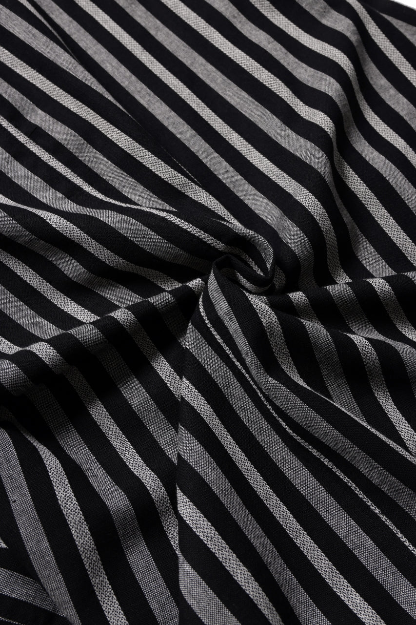 A.F ARTEFACT LOOSEY OVER SHIRT / HERRINGBONE LINEN STRIPE (BLACK×L.GREY) - Image 7