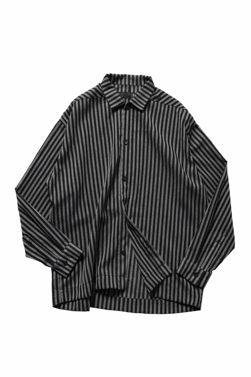 A.F ARTEFACT LOOSEY OVER SHIRT / LINEN STRIPE A (BLACK×L.GREY)