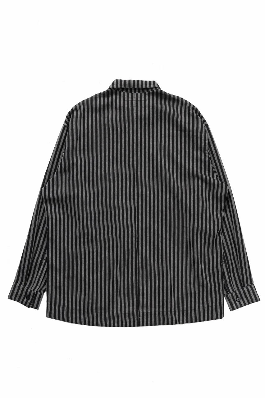 A.F ARTEFACT LOOSEY OVER SHIRT / LINEN STRIPE A (BLACK×L.GREY) - Image 2