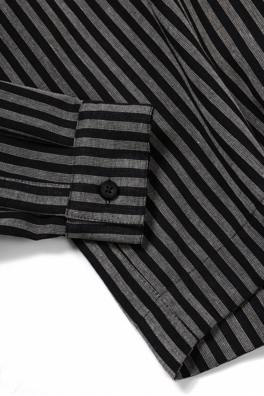 A.F ARTEFACT LOOSEY OVER SHIRT / LINEN STRIPE A (BLACK×L.GREY) - Image 6