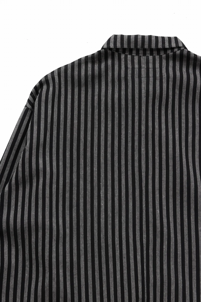 A.F ARTEFACT LOOSEY OVER SHIRT / LINEN STRIPE A (BLACK×L.GREY) - Image 8