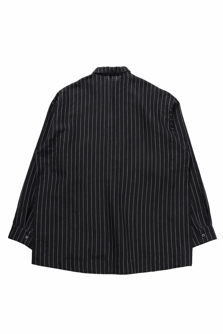 A.F ARTEFACT LOOSEY OVER SHIRT / LINEN STRIPE B (BLACK×L.GREY) - Image 3