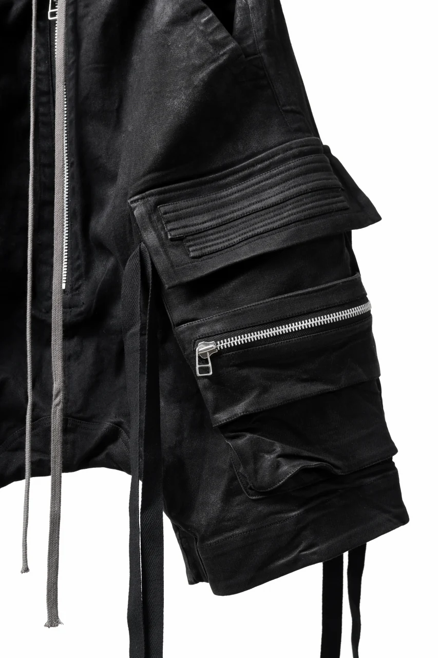 A.F ARTEFACT LOWCROTCH MILITARY WIDE SHORTS / COATING TWILL (BLACK) - Image 4