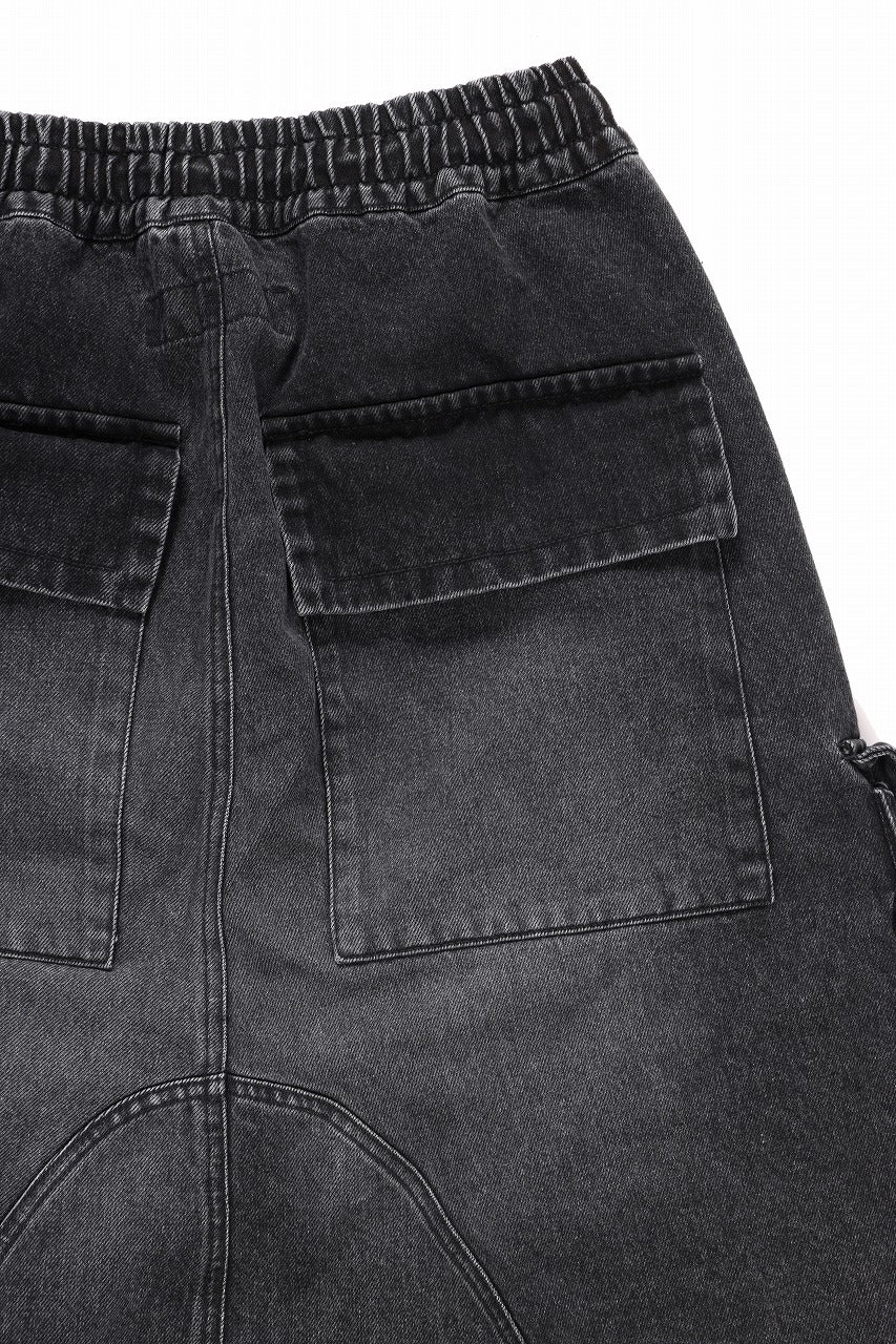 A.F ARTEFACT LOWCROTCH MILITARY WIDE SHORTS / FADED DENIM (BLACK) - Image 10