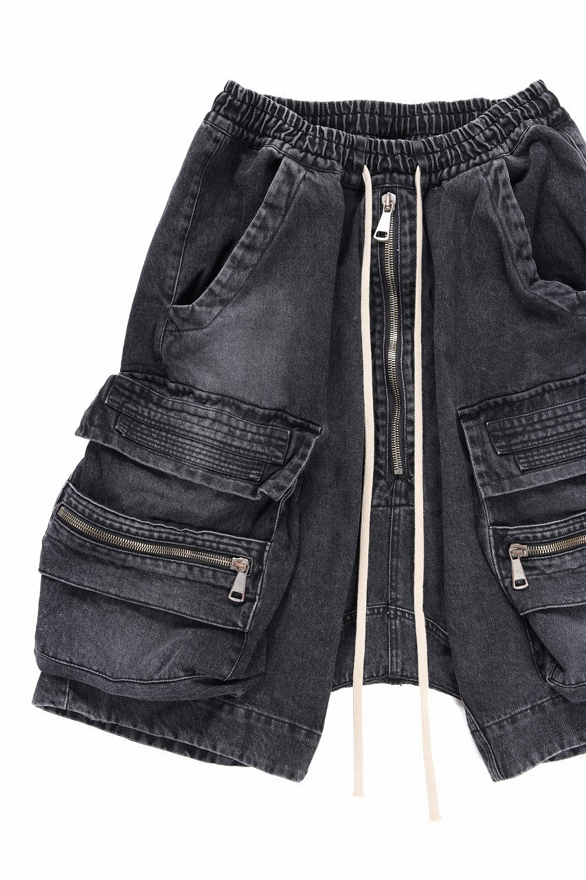 A.F ARTEFACT LOWCROTCH MILITARY WIDE SHORTS / FADED DENIM (BLACK) - Image 4