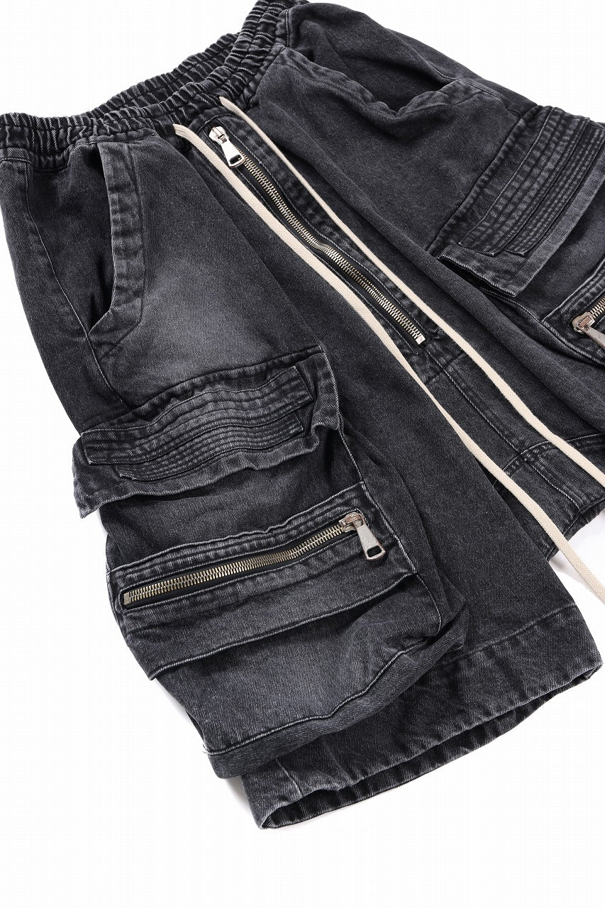A.F ARTEFACT LOWCROTCH MILITARY WIDE SHORTS / FADED DENIM (BLACK) - Image 7