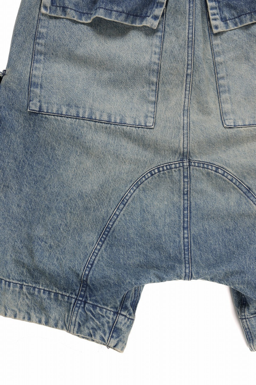 A.F ARTEFACT LOWCROTCH MILITARY WIDE SHORTS / FADED DENIM (BLUE) - Image 10