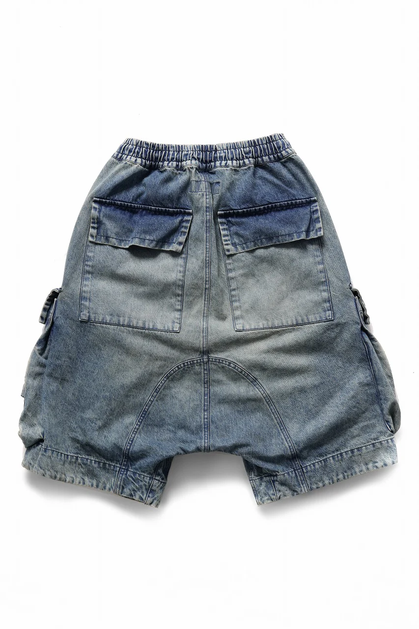 A.F ARTEFACT LOWCROTCH MILITARY WIDE SHORTS / FADED DENIM (BLUE) - Image 3