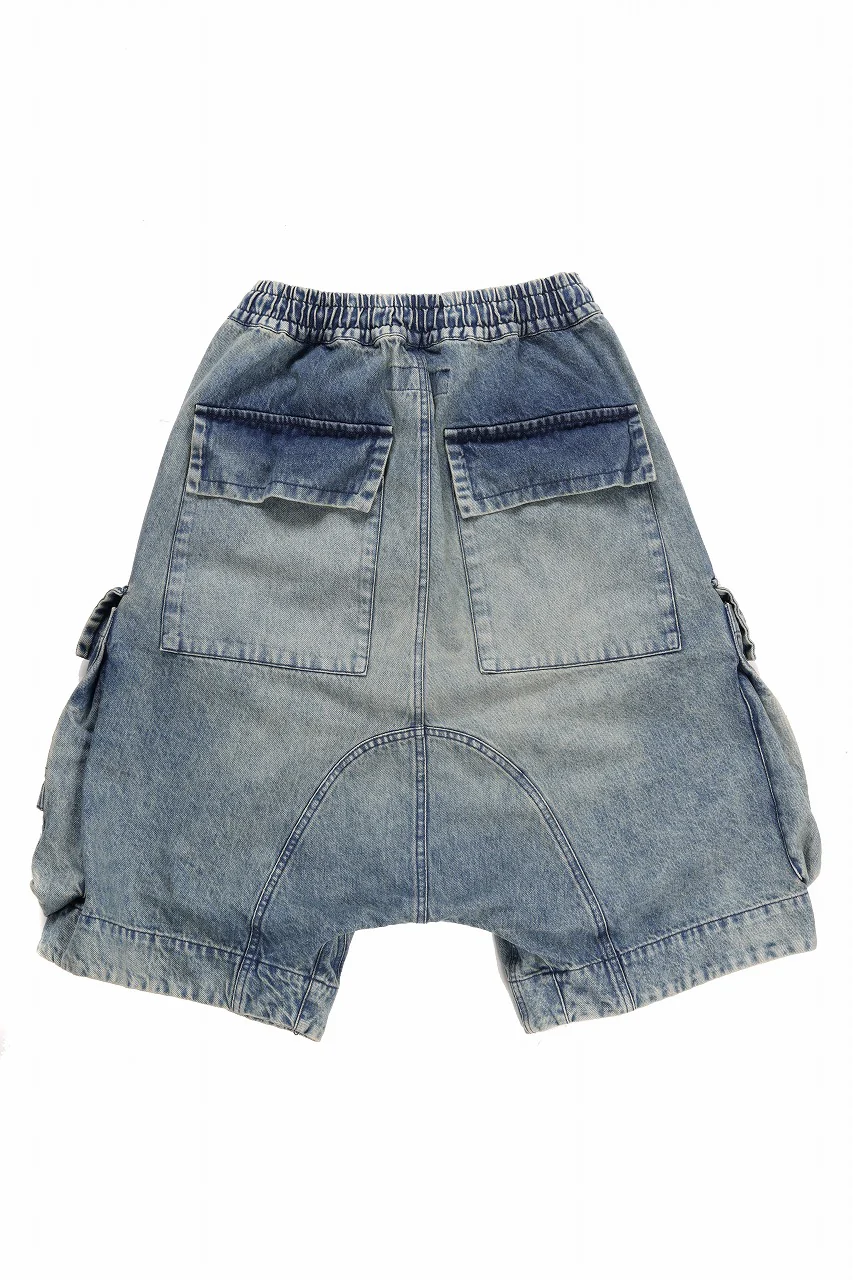 A.F ARTEFACT LOWCROTCH MILITARY WIDE SHORTS / FADED DENIM (BLUE) - Image 4