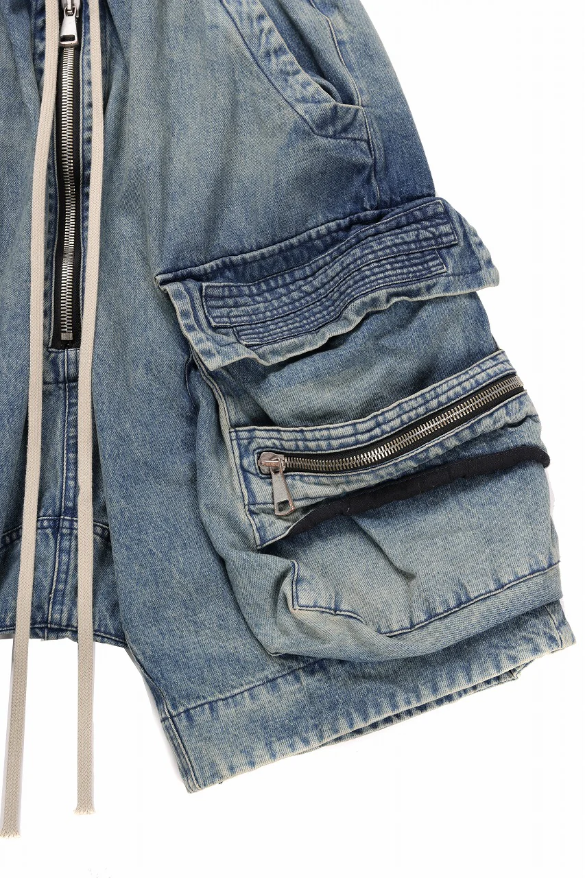 A.F ARTEFACT LOWCROTCH MILITARY WIDE SHORTS / FADED DENIM (BLUE) - Image 7