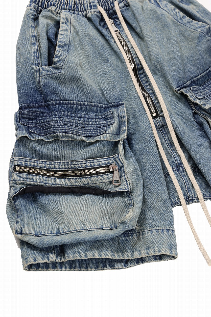 A.F ARTEFACT LOWCROTCH MILITARY WIDE SHORTS / FADED DENIM (BLUE) - Image 8