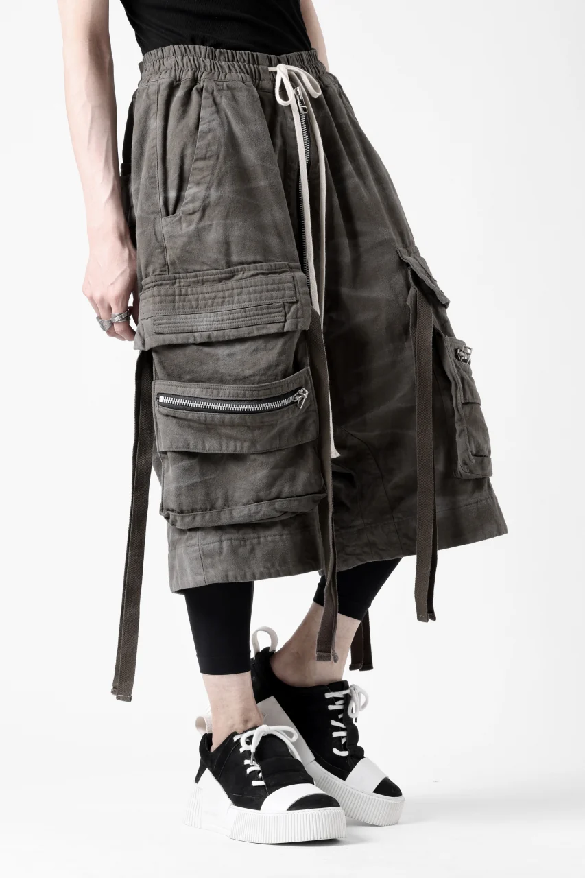 A.F ARTEFACT LOWCROTCH MILITARY WIDE SHORTS / VINTAGE DYED (KHAKI) - Image 11