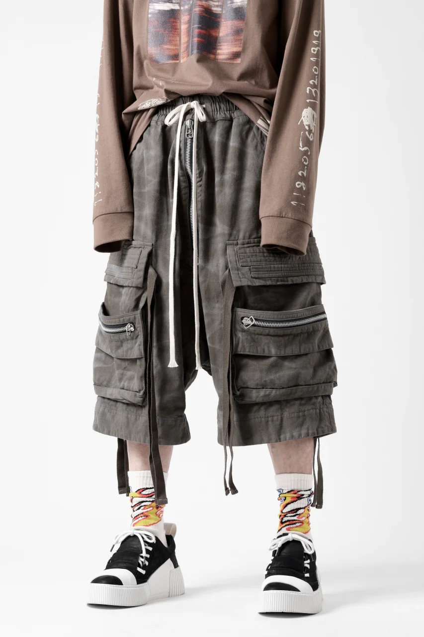 A.F ARTEFACT LOWCROTCH MILITARY WIDE SHORTS / VINTAGE DYED (KHAKI) - Image 12
