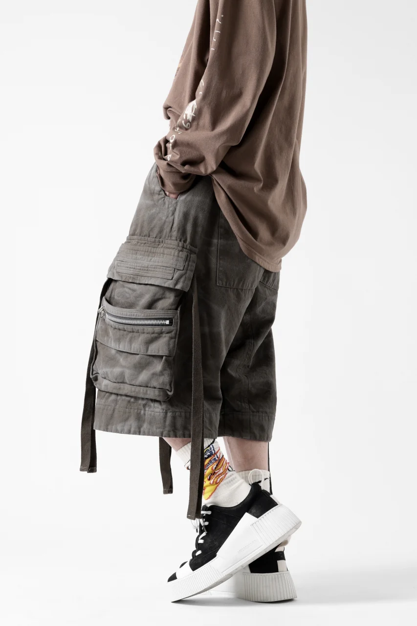 A.F ARTEFACT LOWCROTCH MILITARY WIDE SHORTS / VINTAGE DYED (KHAKI) - Image 13