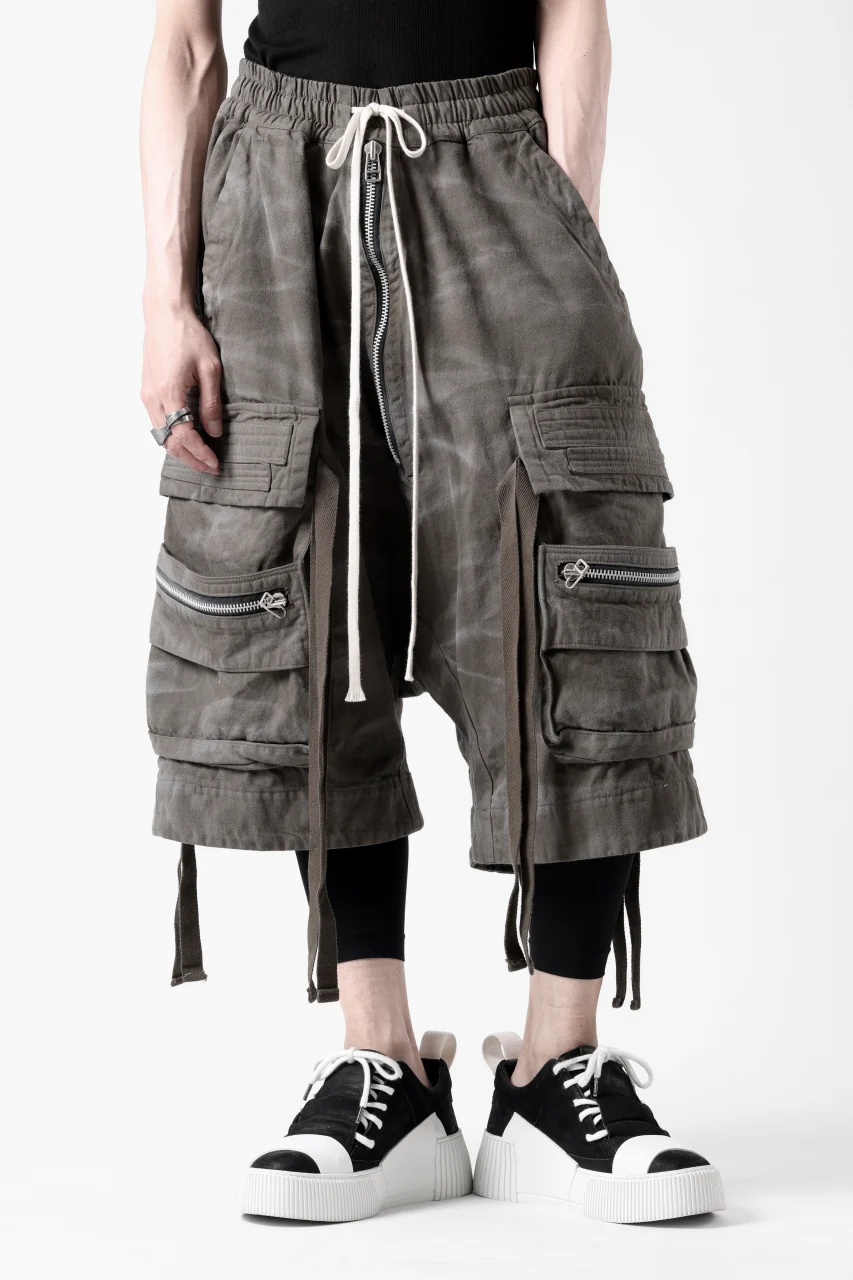 A.F ARTEFACT LOWCROTCH MILITARY WIDE SHORTS / VINTAGE DYED (KHAKI) - Image 2