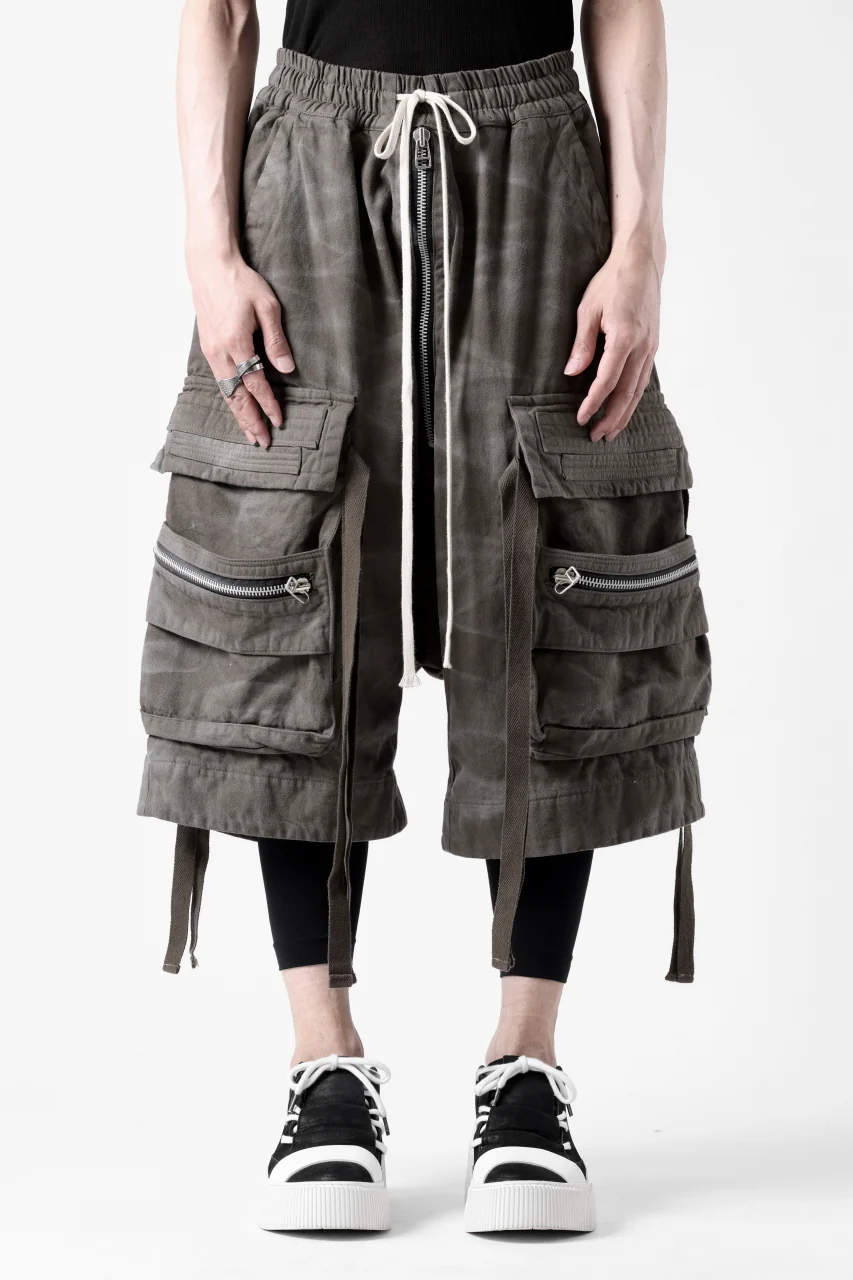 A.F ARTEFACT LOWCROTCH MILITARY WIDE SHORTS / VINTAGE DYED (KHAKI) - Image 3