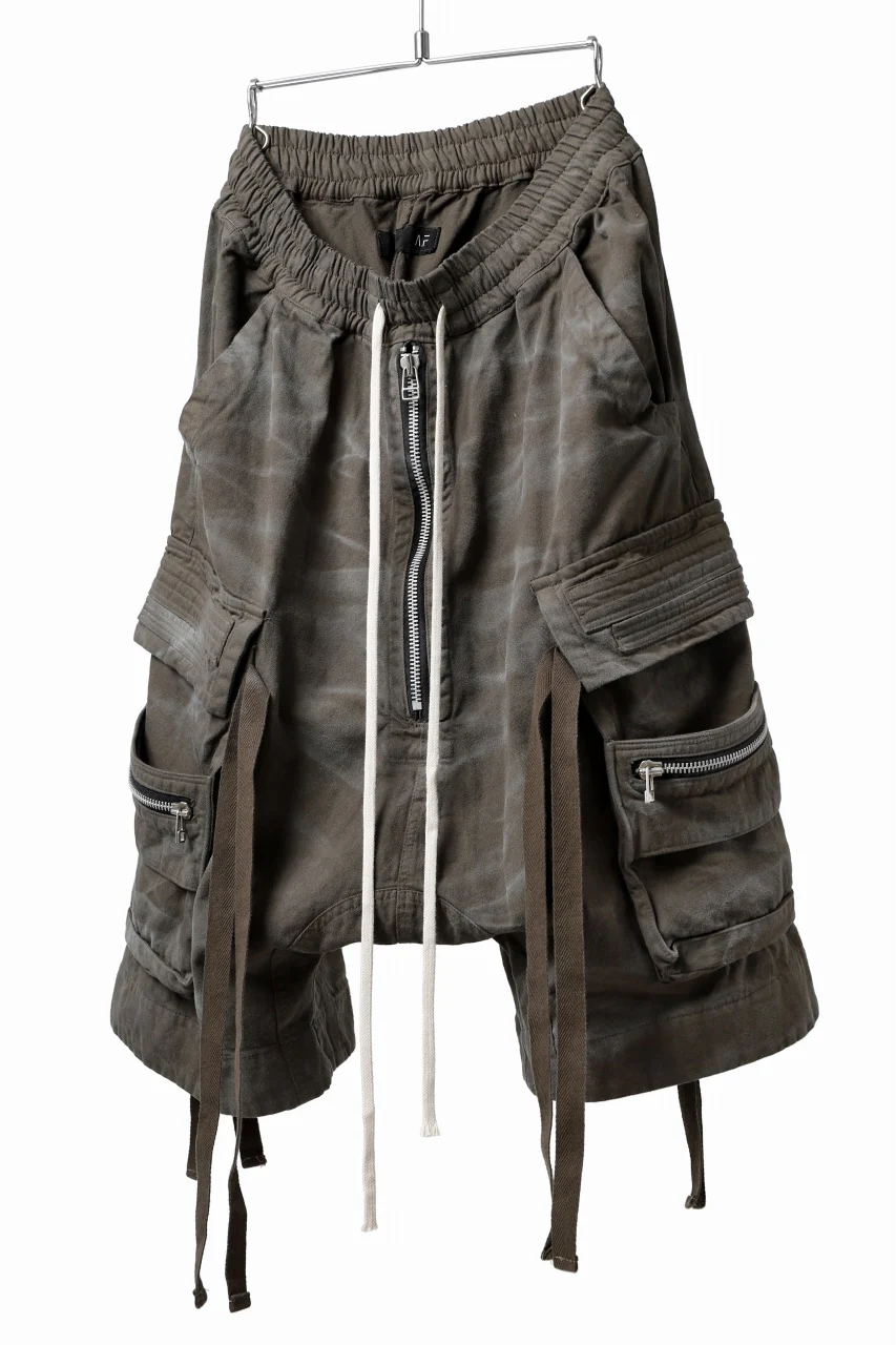 A.F ARTEFACT LOWCROTCH MILITARY WIDE SHORTS / VINTAGE DYED (KHAKI) - Image 5