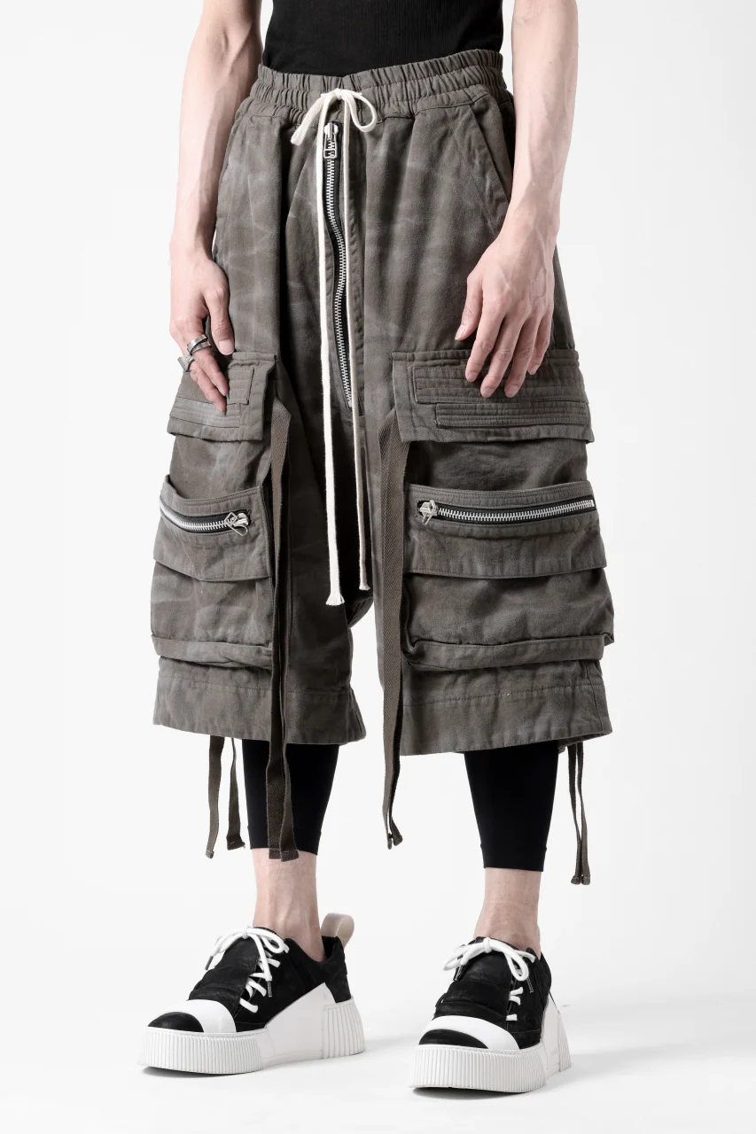 A.F ARTEFACT LOWCROTCH MILITARY WIDE SHORTS / VINTAGE DYED (KHAKI) - Image 7
