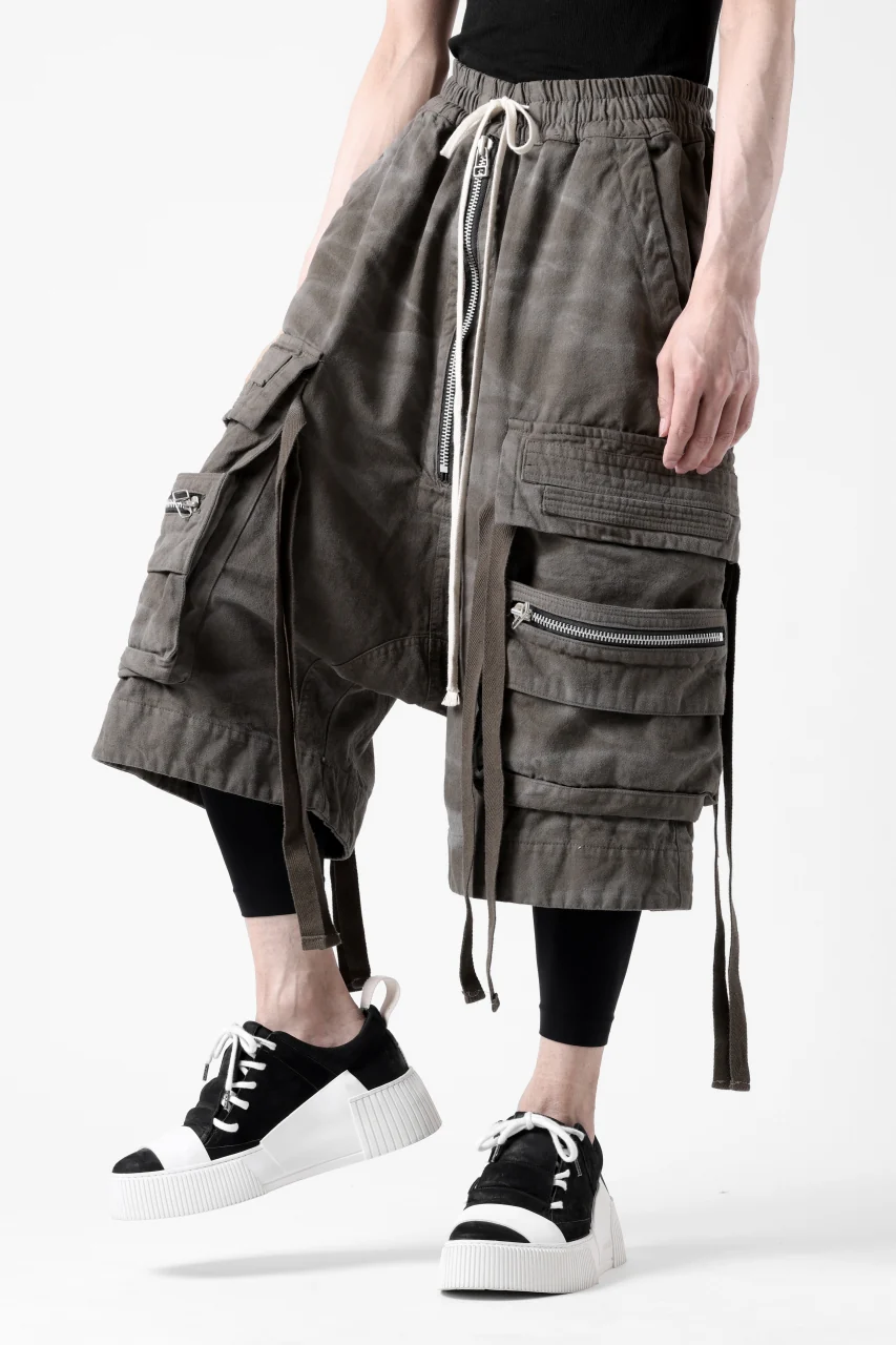 A.F ARTEFACT LOWCROTCH MILITARY WIDE SHORTS / VINTAGE DYED (KHAKI) - Image 9