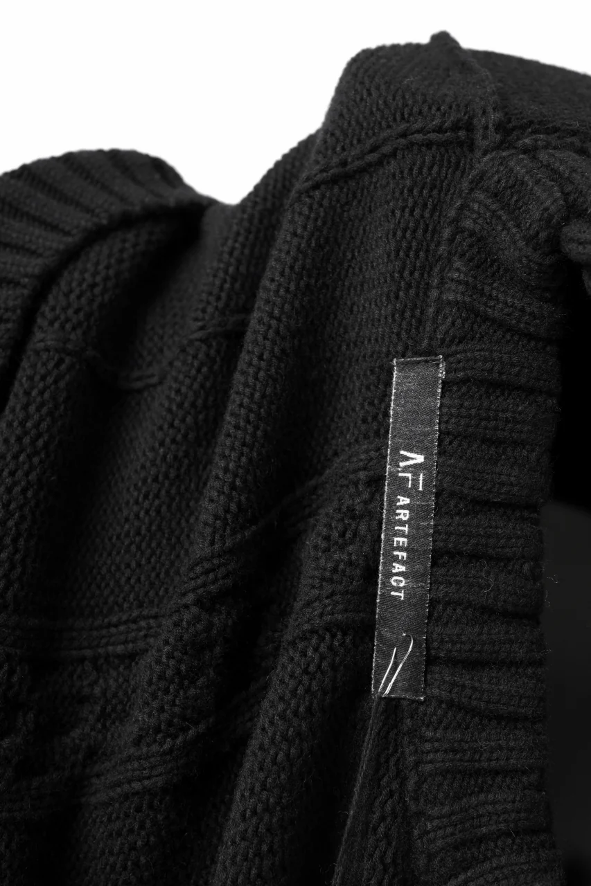 A.F ARTEFACT LOWGAUGE CABLE KNIT PULLOVER IRREGULAR-HEM (BLACK) - Image 22