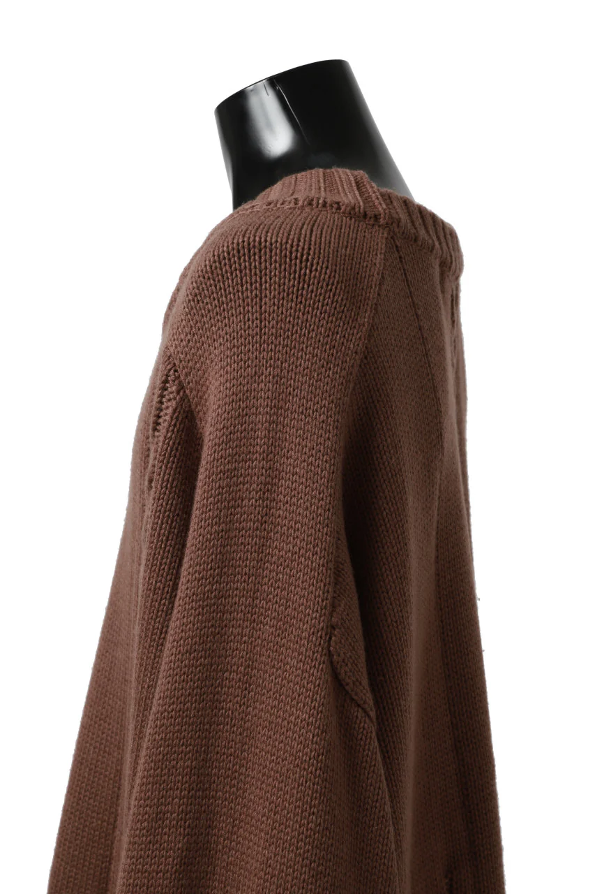 A.F ARTEFACT LOWGAUGE CABLE KNIT PULLOVER IRREGULAR-HEM (BROWN) - Image 14