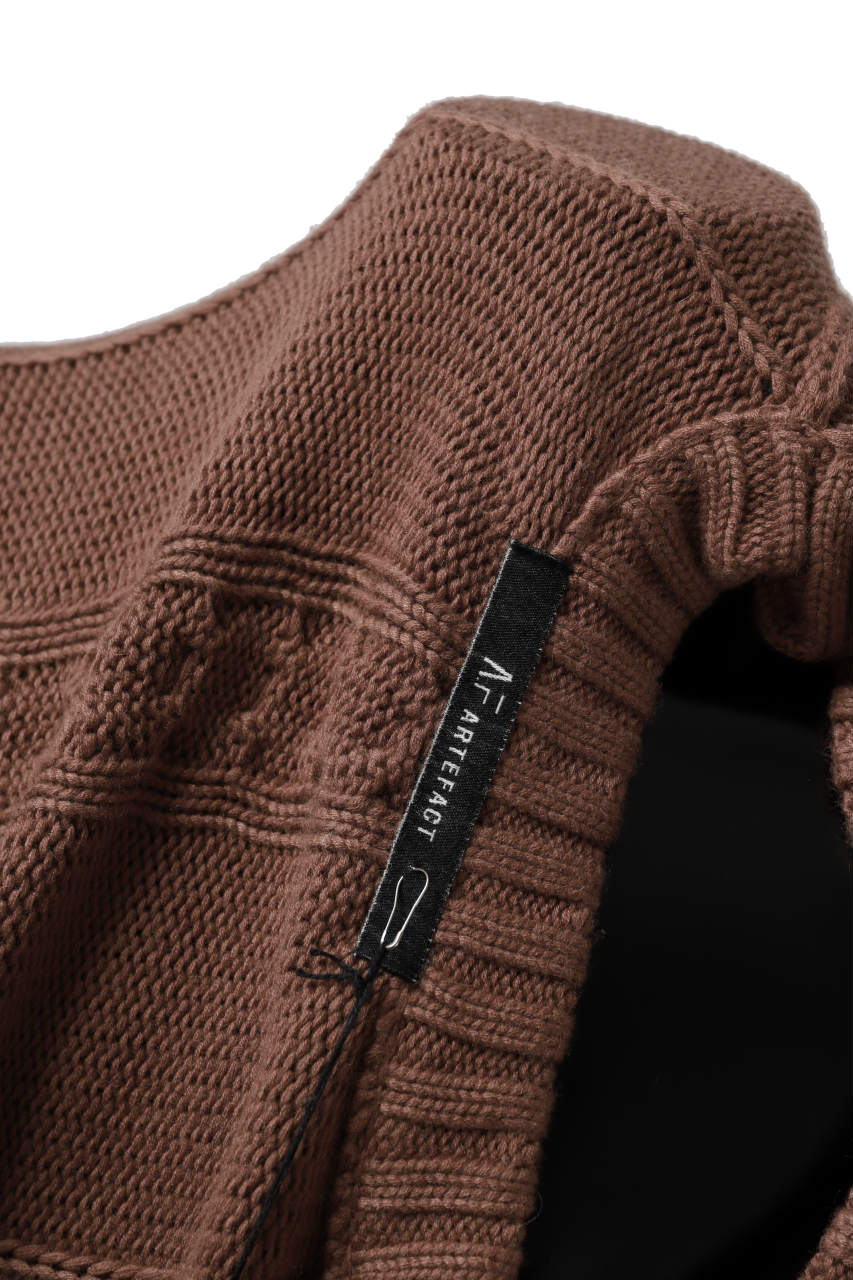 A.F ARTEFACT LOWGAUGE CABLE KNIT PULLOVER IRREGULAR-HEM (BROWN) - Image 18
