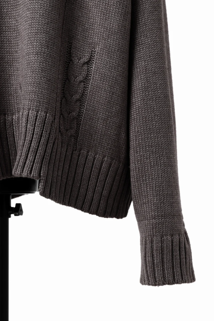 A.F ARTEFACT LOWGAUGE CABLE KNIT PULLOVER IRREGULAR-HEM (GREY) - Image 12