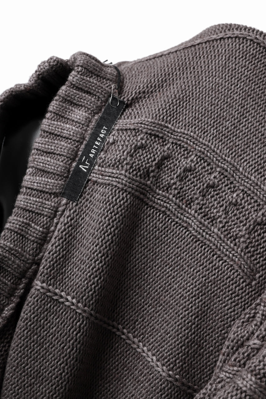 A.F ARTEFACT LOWGAUGE CABLE KNIT PULLOVER IRREGULAR-HEM (GREY) - Image 16