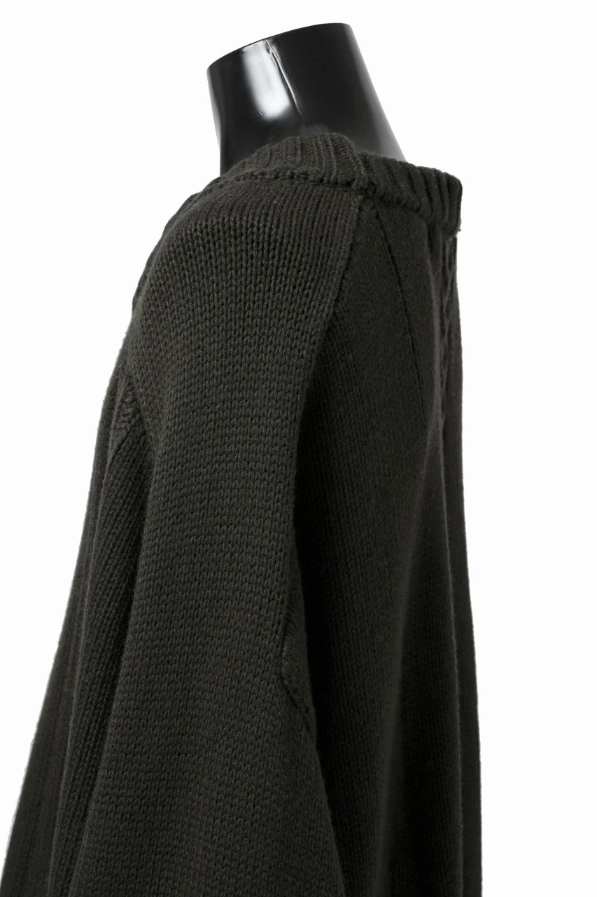 A.F ARTEFACT LOWGAUGE CABLE KNIT PULLOVER IRREGULAR-HEM (KHAKI) - Image 17