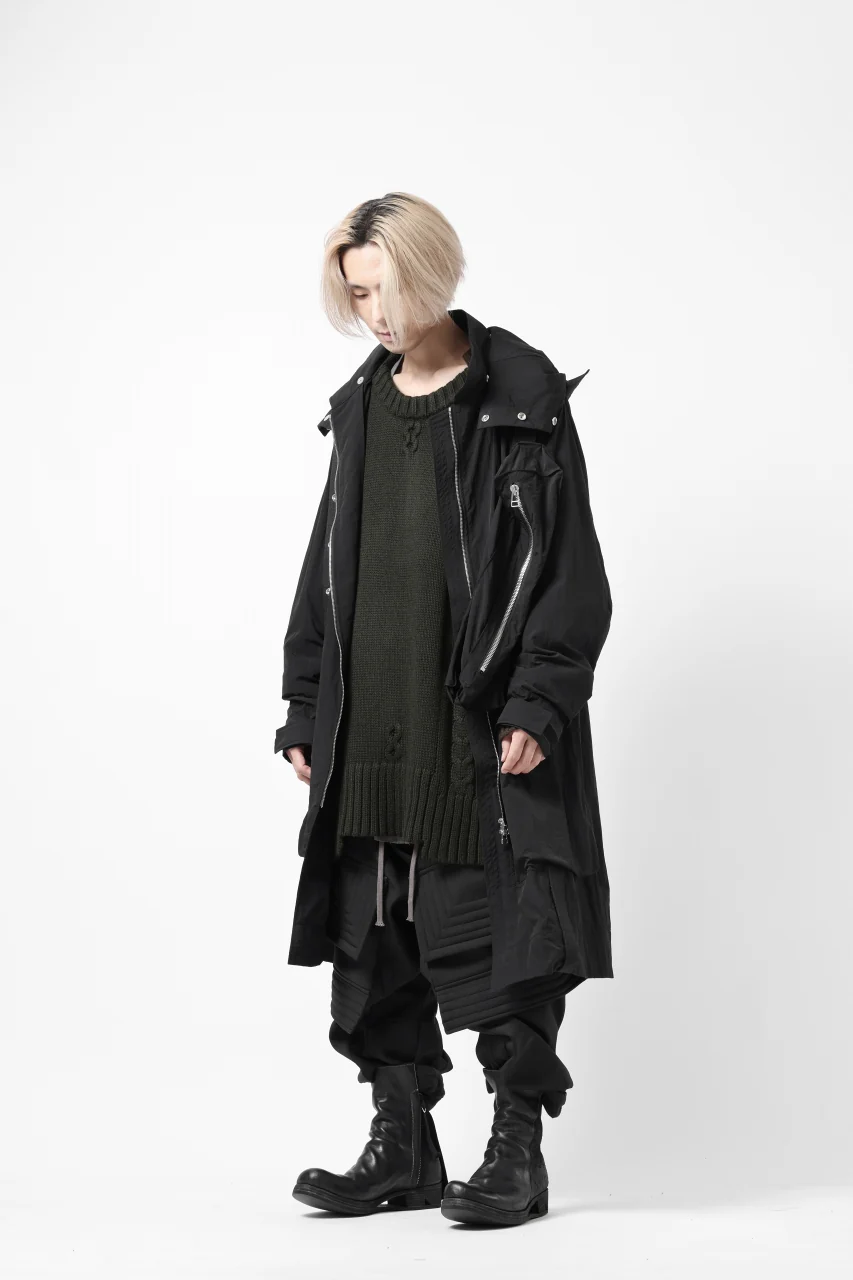 A.F ARTEFACT LOWGAUGE CABLE KNIT PULLOVER IRREGULAR-HEM (KHAKI) - Image 24