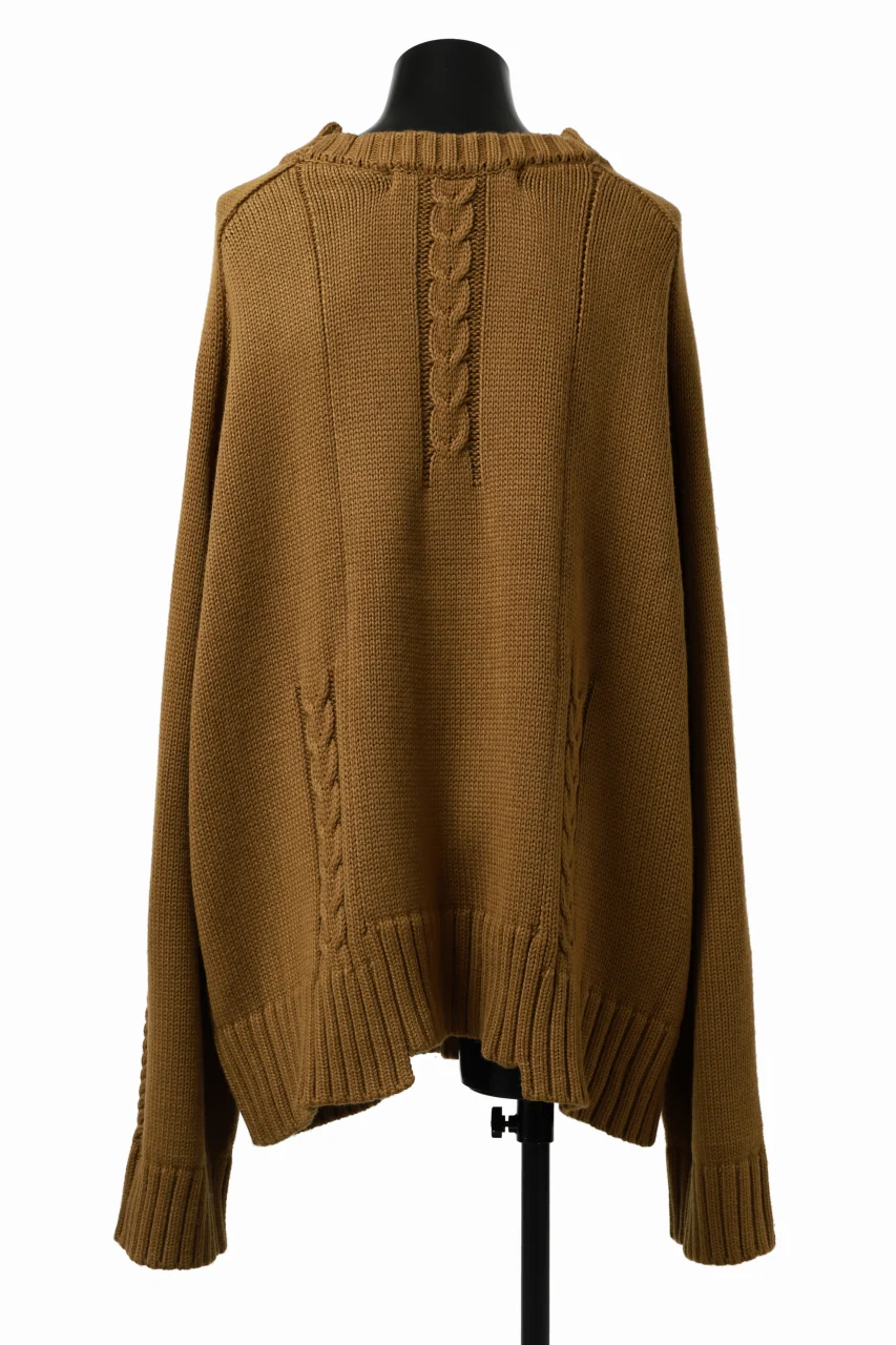 A.F ARTEFACT LOWGAUGE CABLE KNIT PULLOVER IRREGULAR-HEM (MUSTARD) - Image 10