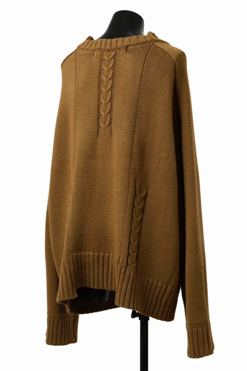 A.F ARTEFACT LOWGAUGE CABLE KNIT PULLOVER IRREGULAR-HEM (MUSTARD) - Image 11