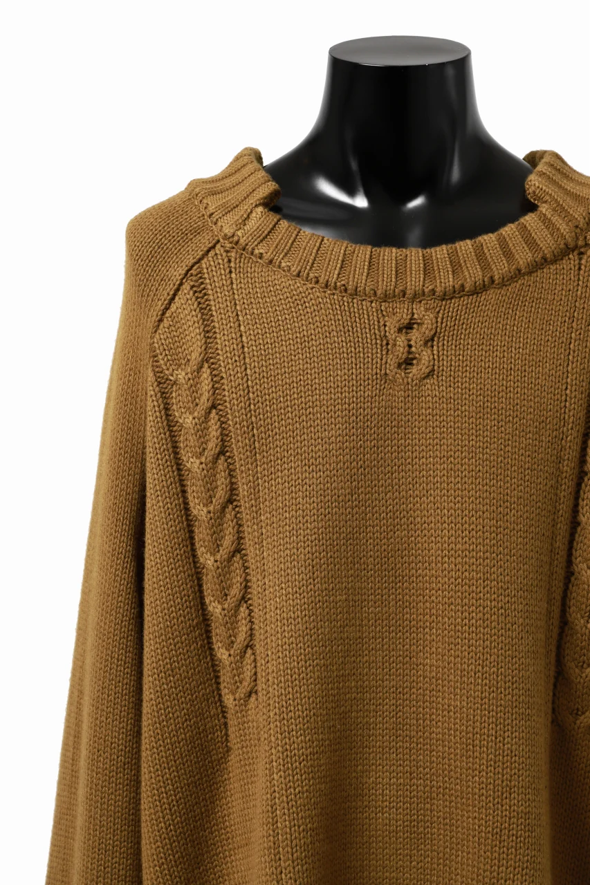 A.F ARTEFACT LOWGAUGE CABLE KNIT PULLOVER IRREGULAR-HEM (MUSTARD) - Image 13