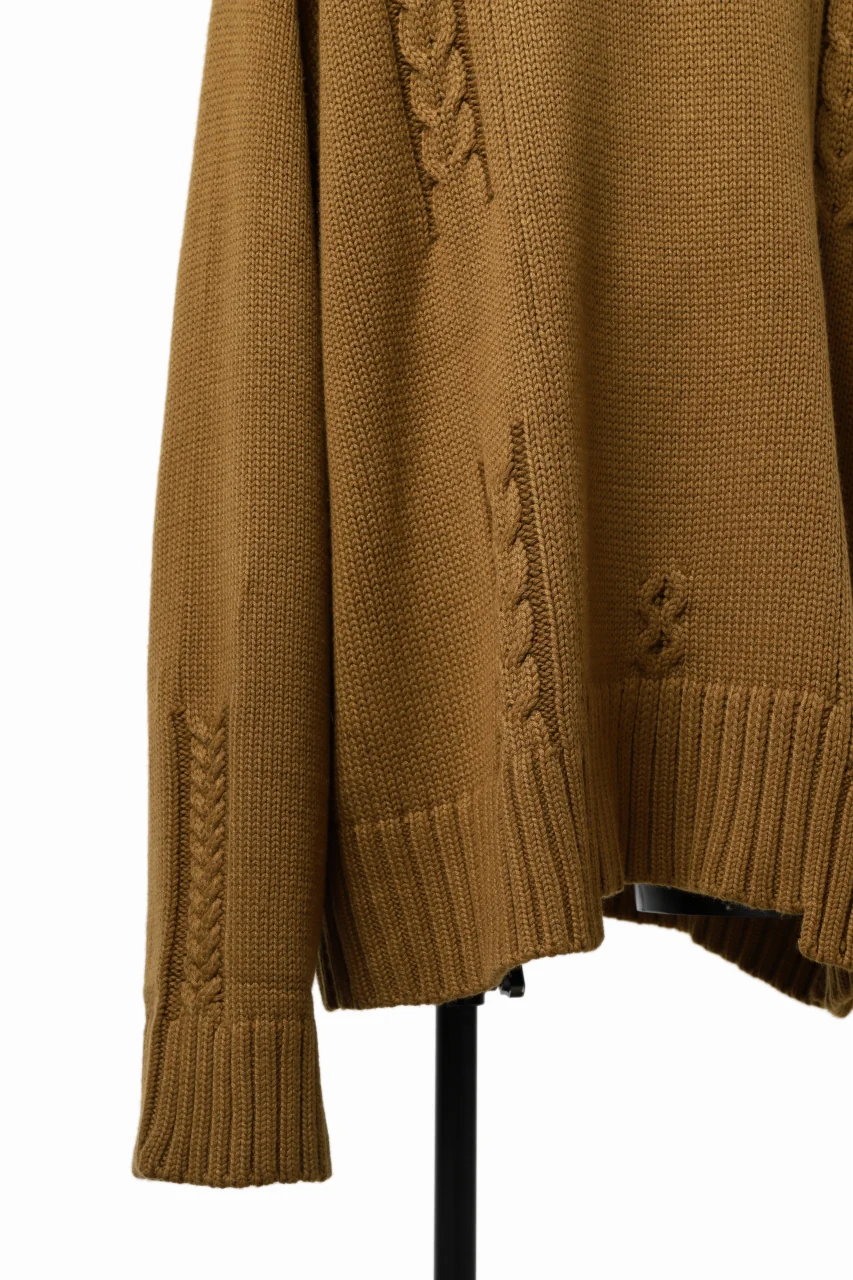 A.F ARTEFACT LOWGAUGE CABLE KNIT PULLOVER IRREGULAR-HEM (MUSTARD) - Image 14
