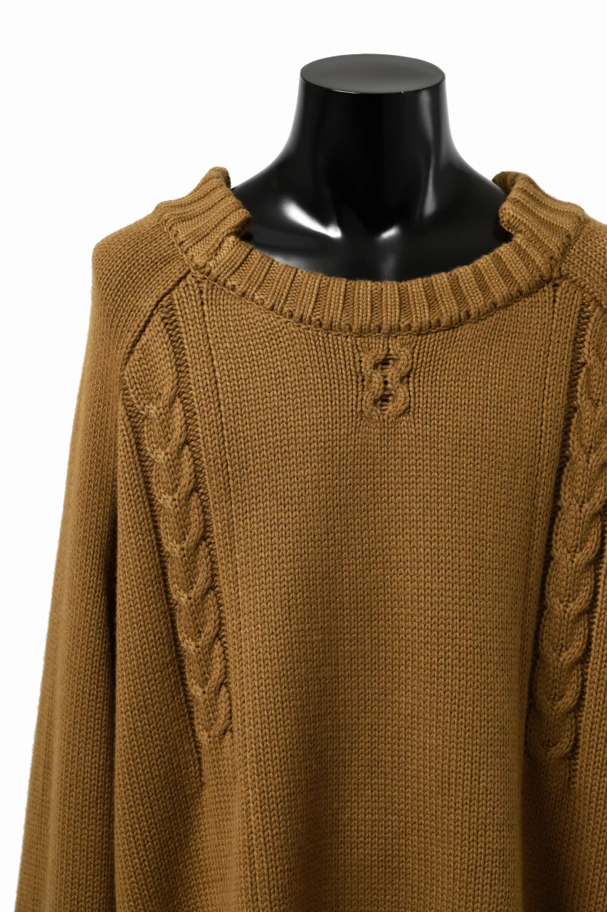 A.F ARTEFACT LOWGAUGE CABLE KNIT PULLOVER IRREGULAR-HEM (MUSTARD) - Image 15